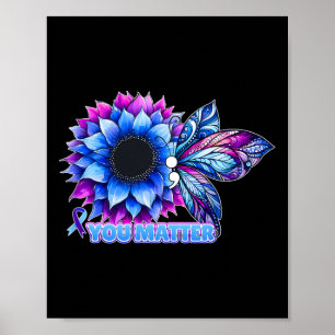 Suïcide preventie Awareness Butterfly Semicolon Poster