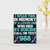 Suicide Prevention 988 Hotline In Memory Of Loved Kaart (Gele Bloem)