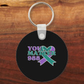 Suicide Prevention 988 You Problem Awareness Ribbo Sleutelhanger (Voorkant)