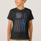 Suicide Prevention American Flag Purple Awareness T-shirt (Voorkant)
