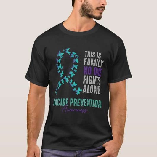 Suicide Prevention Awareness Butterfly Teal Purple T-shirt (Voorkant)