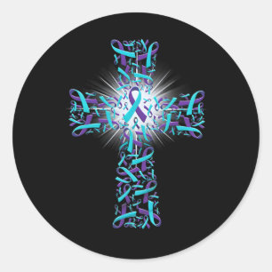 Suicide Prevention Awareness Cross Ronde Sticker