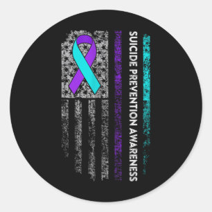 Suicide Prevention Awareness Lint Amerikaanse vlag Ronde Sticker