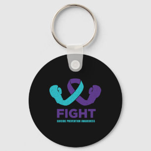 Suicide Prevention Awareness Paarse en Blauwgroen Sleutelhanger