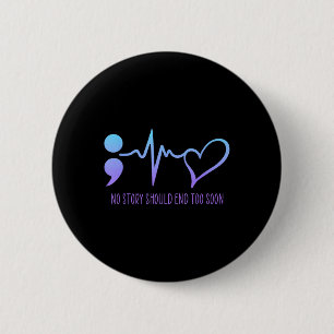 Suicide Prevention Awareness Semicolon Blauwgroen Ronde Button 5,7 Cm