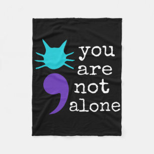 Suicide Prevention Awareness T-shirt Cat Shape Sem Fleece Deken