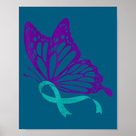Suicide Prevention Awareness Teal &amp; Purple Rib Poster (Voorkant)