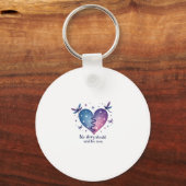 Suicide Prevention Awareness Teal Purple Heart Dra Sleutelhanger (Voorkant)