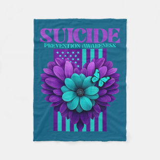 Suicide Prevention Awareness Usa Flag  Fleece Deken