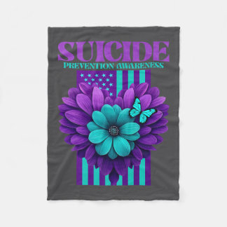 Suicide Prevention Awareness Usa Flag Premium  Fleece Deken