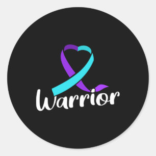 Suicide Prevention Awareness Warrior Roze en Blauw Ronde Sticker