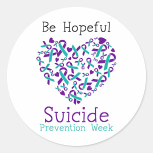 Suicide Prevention Awareness Week Be Hopeful Heart Ronde Sticker