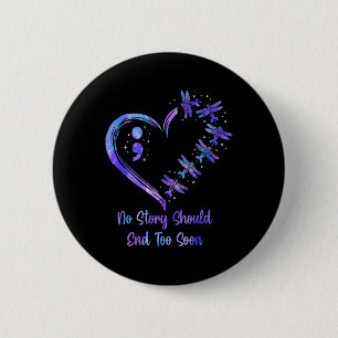 Suicide Prevention Awareness Week Semicolon Dragon Ronde Button 5,7 Cm