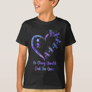 Suicide Prevention Awareness Week Semicolon Dragon T-shirt