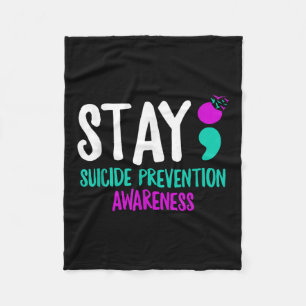 Suicide Prevention Semicolon Mental Health Act Fleece Deken