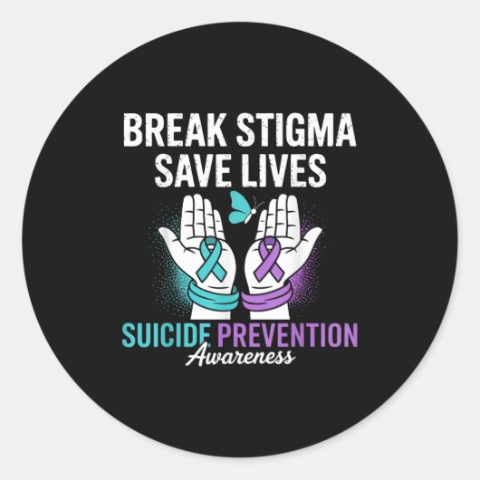 Suicide Prevention Suprt Break Stigma Suicide Awar Ronde Sticker (Voorkant)