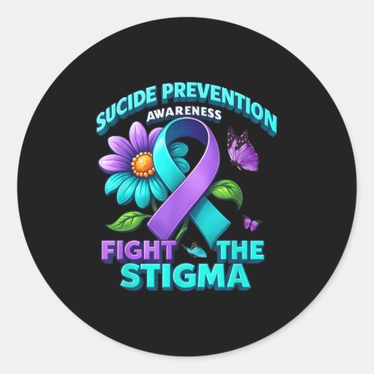Suicide Prevention Suprt Fight Stigma Suicide Awar Ronde Sticker (Voorkant)