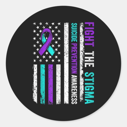 Suicide Prevention Suprt Fight Stigma Suicide Awar Ronde Sticker (Voorkant)
