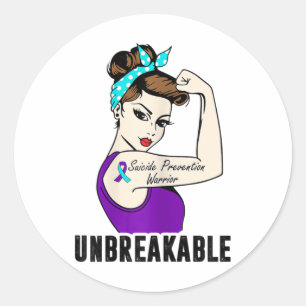 Suicide Prevention Warrior Unbreakable Perfect Str Ronde Sticker