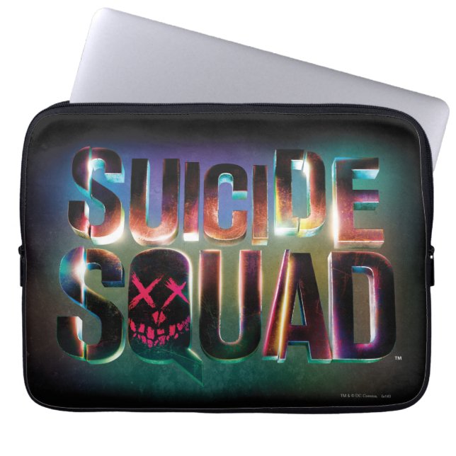 Suicide Squad | Colorful Glow Logo Laptop Sleeve (Voorkant)