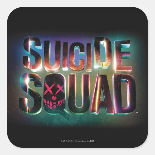 Suicide Squad | Colorful Glow Logo Vierkante Sticker (Voorkant)