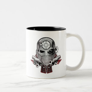 Suicide Squad   Deadshot Masker & Pistolen Tattoo  Tweekleurige Koffiemok