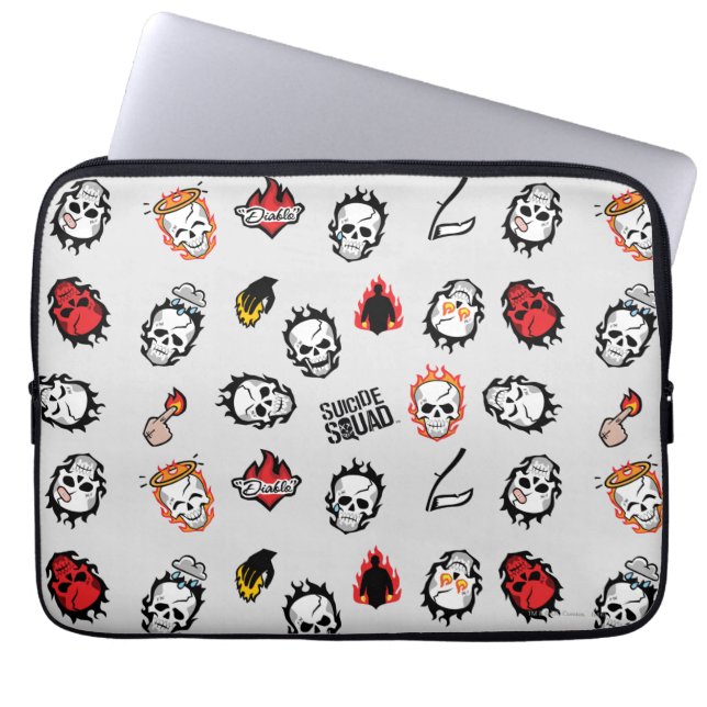 Suicide Squad | Diablo Emoji Pattern Laptop Sleeve (Voorkant)