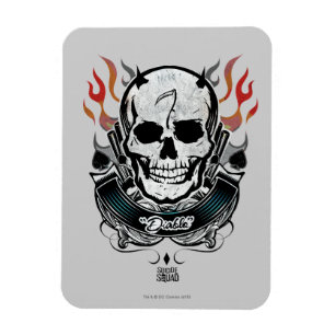 Suicide Squad   Diablo Skull & Flames Tattoo Art Magneet