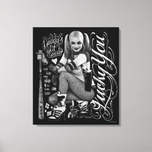 Suicide Squad Foto Harley Quinn Typografie Canvas Afdruk