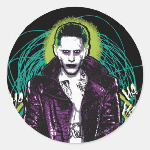 Suicide Squad Grafisch joker Retro Rock Ronde Sticker