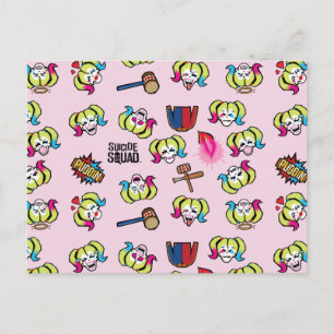 Suicide Squad   Harley Quinn Emoji Pattern Briefkaart