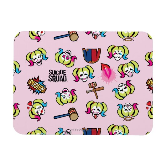 Suicide Squad | Harley Quinn Emoji Pattern Magneet (Horizontaal)