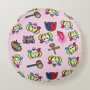 Suicide Squad   Harley Quinn Emoji Pattern Rond Kussen