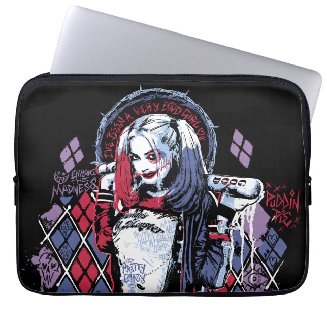 Suicide Squad | Harley Quinn Inked Graffiti Laptop Sleeve (Voorkant)