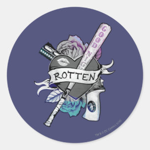 Suicide Squad   Harley Quinn "Rotten" Tattoo Art Ronde Sticker