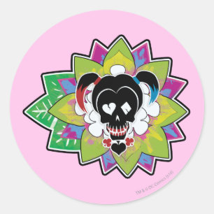 Suicide Squad   Harley Quinn Skull Tattoo Art Ronde Sticker