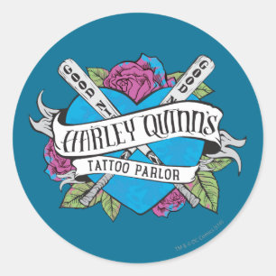 Suicide Squad   Harley Quinn's Tattoo Parlor Heart Ronde Sticker