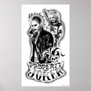 Suicide Squad Joker en Harley Airborstel Tattoo Poster