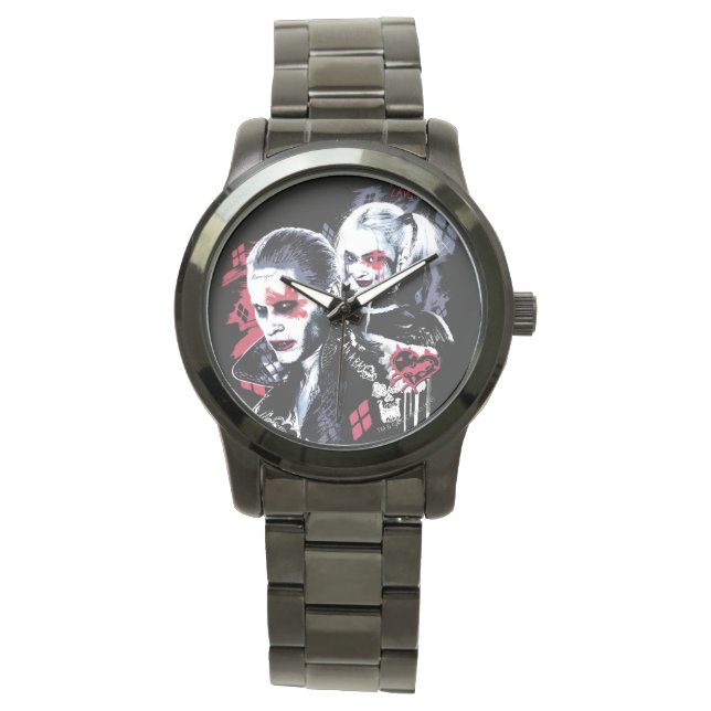 Suicide Squad | Joker & Harley Painted Graffiti Horloge (Voorkant)
