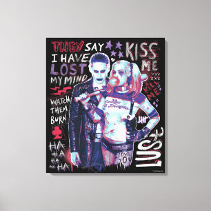 Suicide Squad   Joker & Harley Typografie Foto Canvas Afdruk