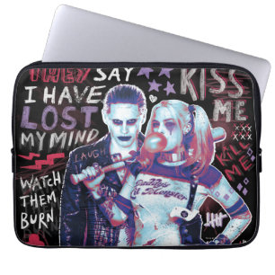 Suicide Squad Joker & Harley Typografie Foto Laptop Sleeve