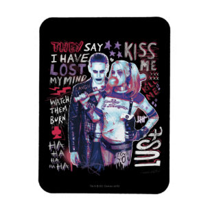 Suicide Squad   Joker & Harley Typografie Foto Magneet