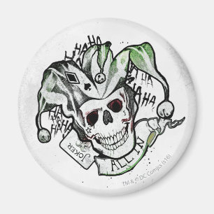 Suicide Squad   Joker Skull "All In" Tattoo Art Magneet
