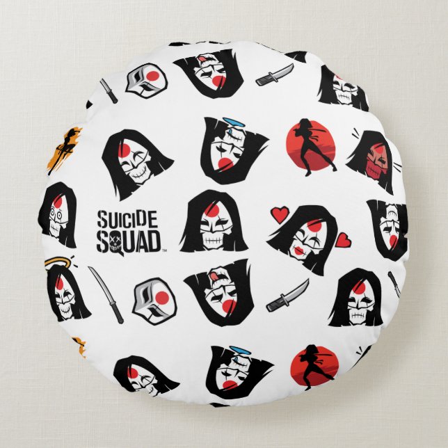 Suicide Squad | Katana Emoji Pattern Rond Kussen (Voorkant)