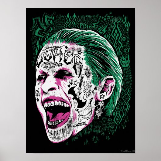 Suicide Squad | Laughing Joker Head Sketch Poster (Voorkant)