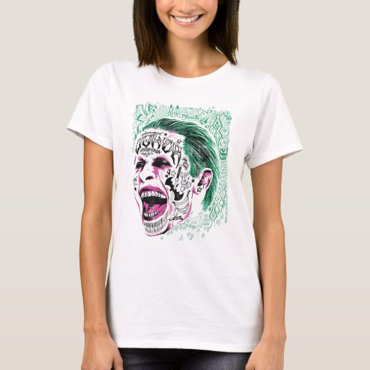 Suicide Squad | Laughing Joker Head Sketch T-shirt (Voorkant)