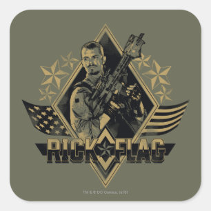 Suicide Squad Rick Flag Badge Vierkante Sticker
