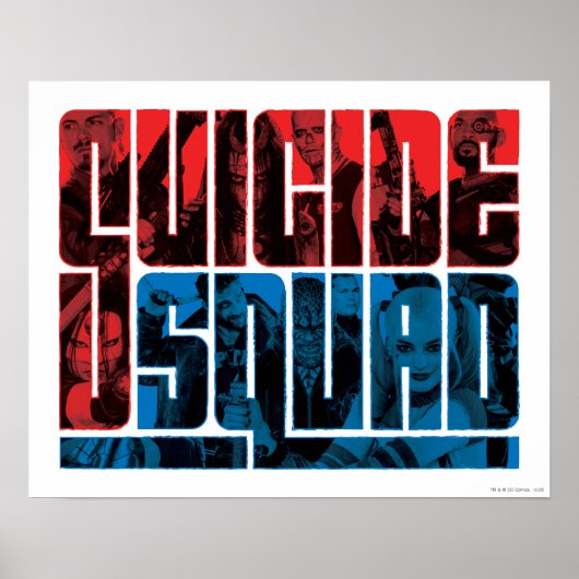 Suicide Squad | Rode en blauwe Logo Poster (Voorkant)