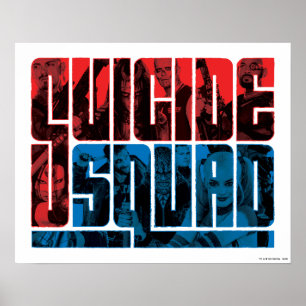 Suicide Squad   Rood en blauw Logo Poster