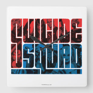 Suicide Squad   Rood en blauw Logo Vierkante Klok